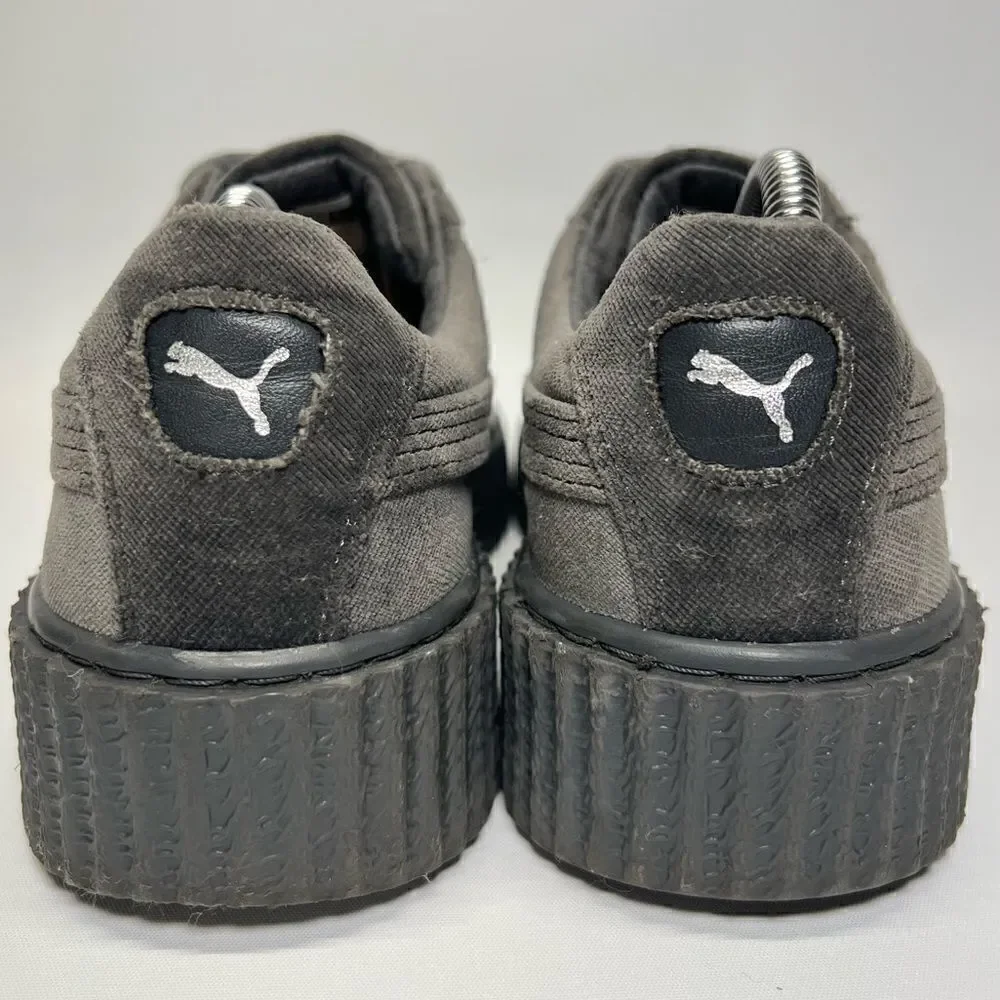 Fenty Puma Womens Velvet Creepers Glacier Grey‎ Platform Sneakers 9.5 36446603